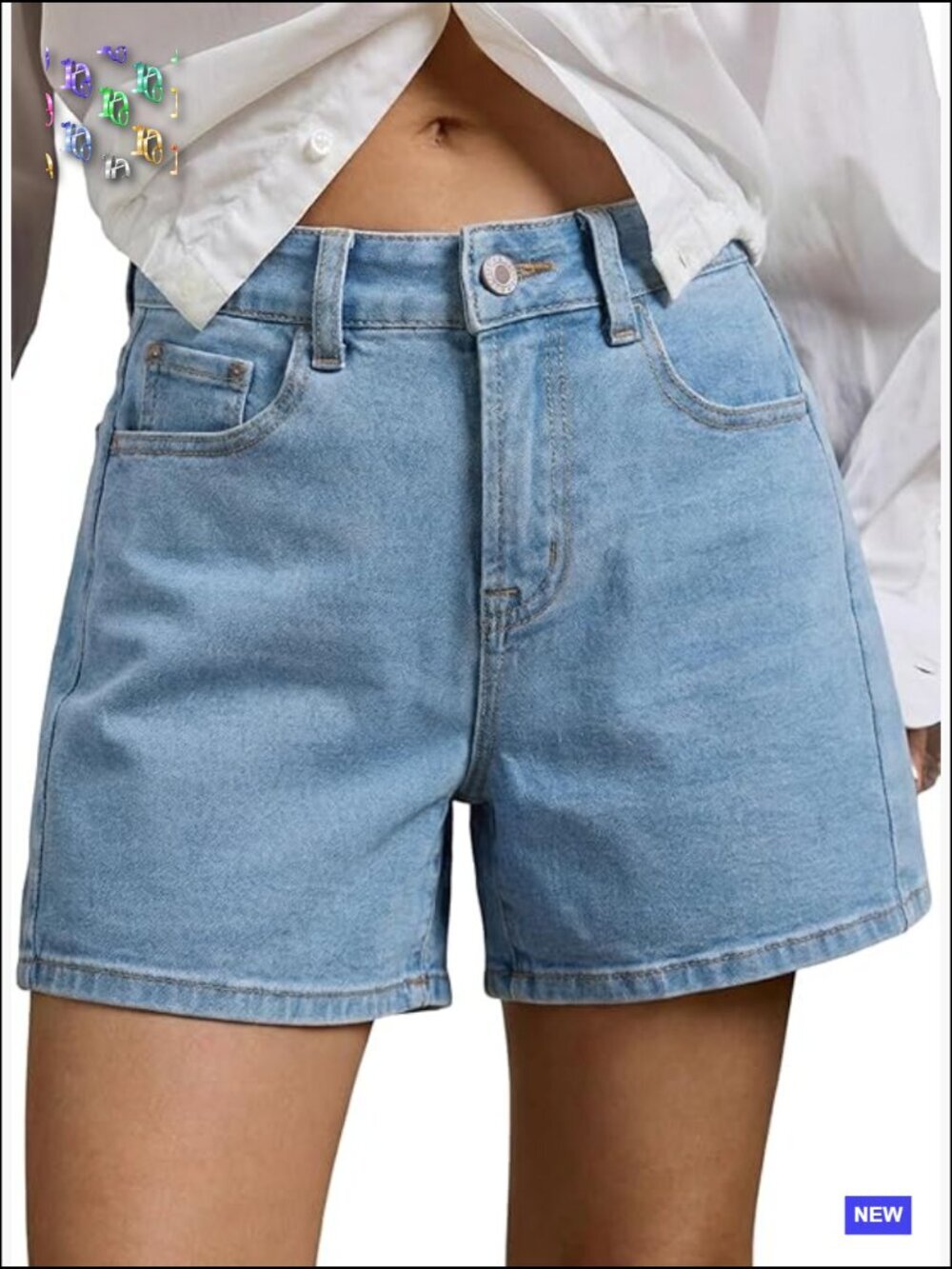 High Waisted Stretchy Casual Side Seam Denim Shorts
